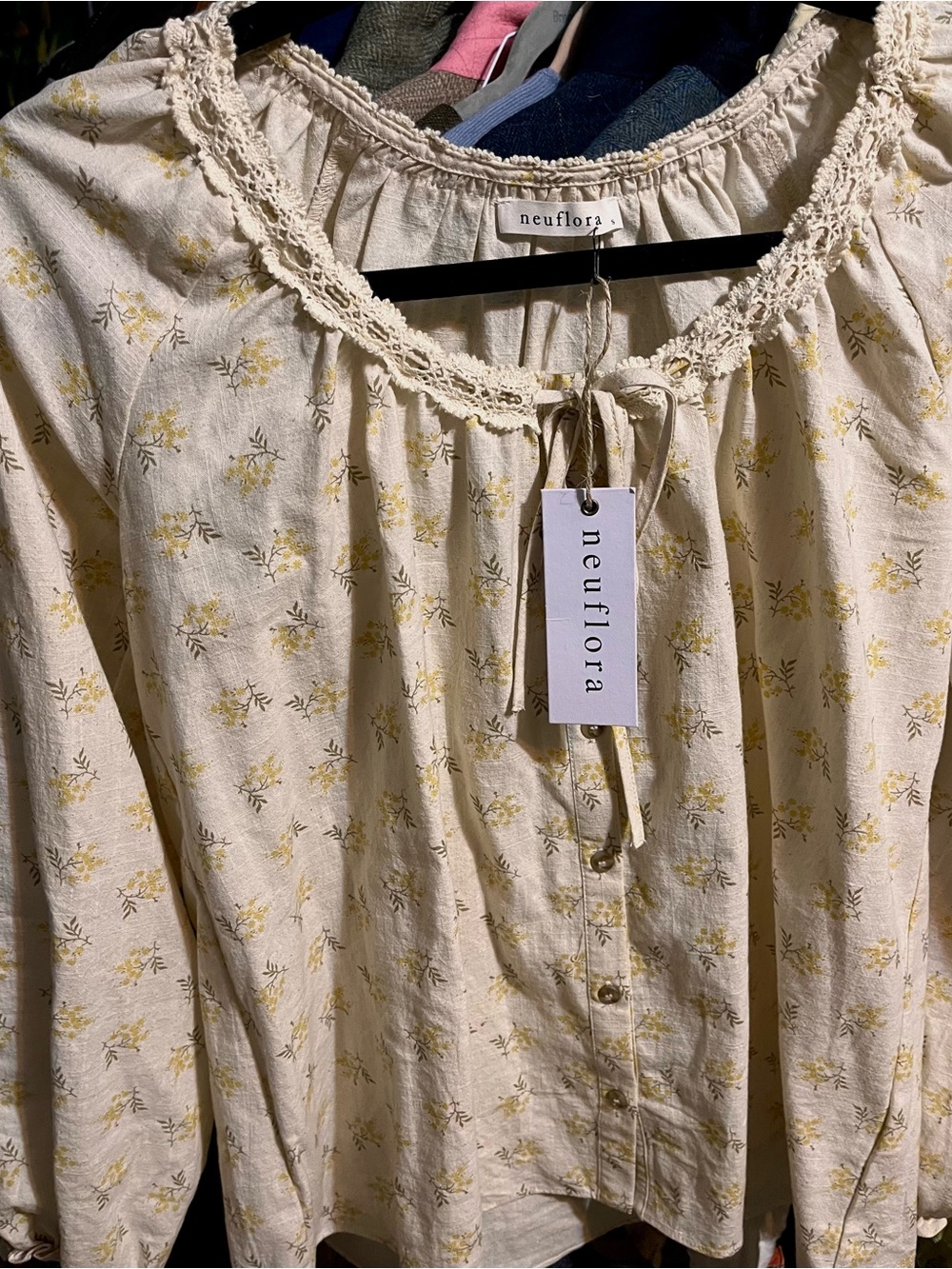 Neuflora marigold cotton blouse top small